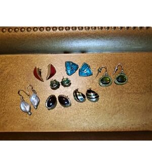 Vtg Lot Of 7 Pierced Earrings